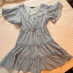 SHEIN. blue and white floral dress